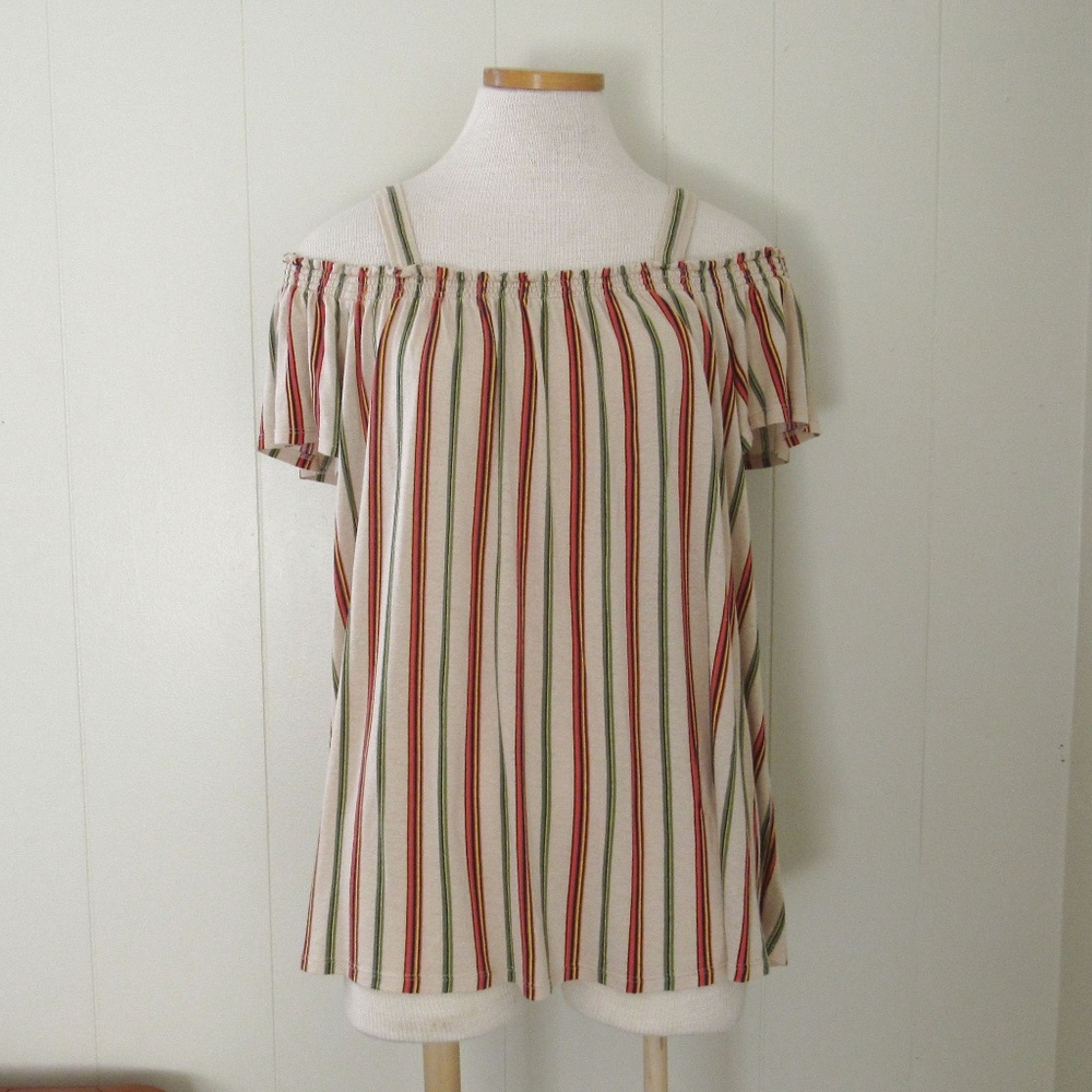 Off the Shoulder Striped Blouse Time and Tru S / M